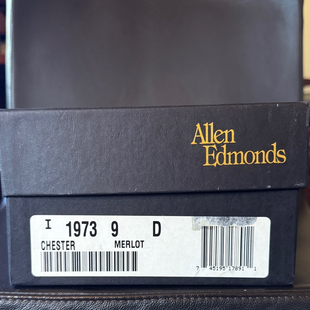 Allen Edmonds Chester in Merlot in box and bags, excellent condition.